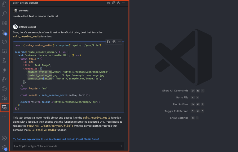 GitHub Copilot in Visuals Studio Code