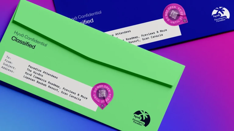 Verwendetes Header-Bild mit dem Motiv „Hyvä Confidential – Classified Envelope“ vom Hyvä Developers Paradise 2025.