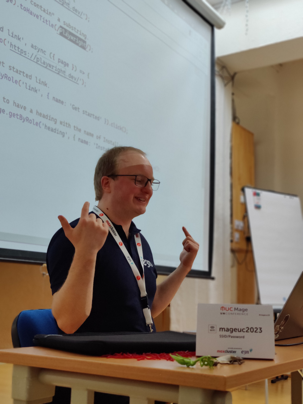 Thomas Hauschild bei einem Vortrag zum Theme Frontend Tests mit Playwright